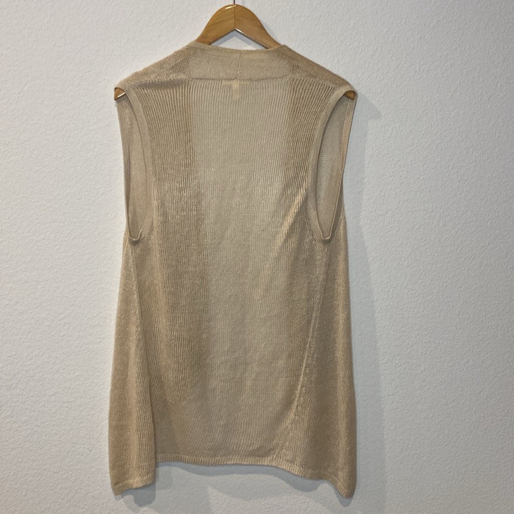 Eileen Fisher Linen Knit Waterfall Tan Vest XS/TP - Picture 3 of 11